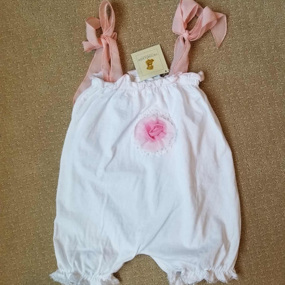 Nwt Victoria Kids Pima Rosette Sunsuit 6-12 m